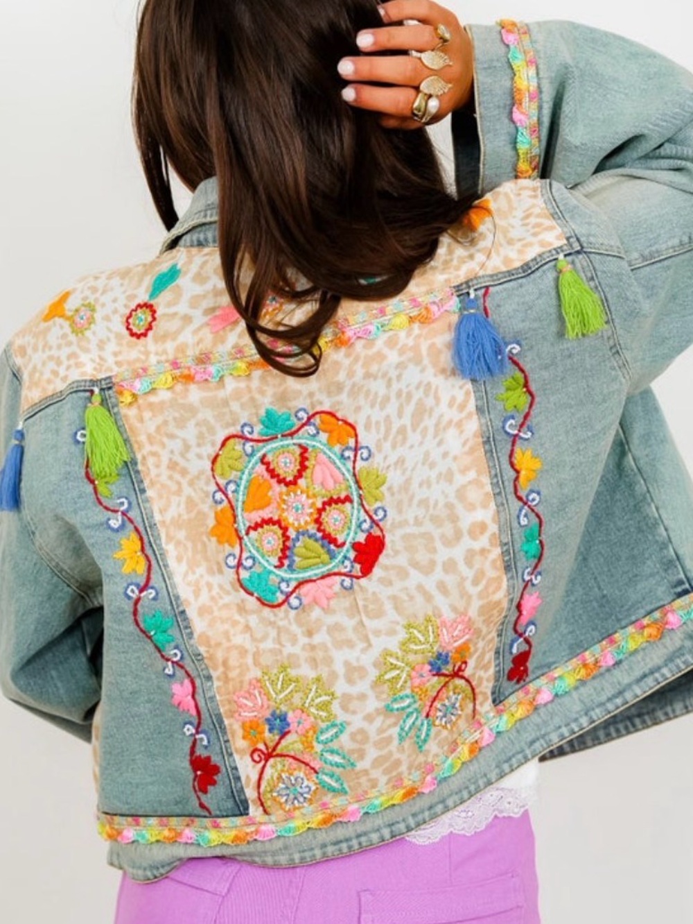 POL Embroidered Multicolor Denim Jacket - Picture 4 of 4